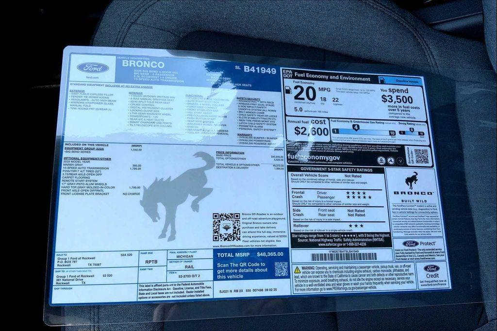 new 2025 Ford Bronco car, priced at $45,608