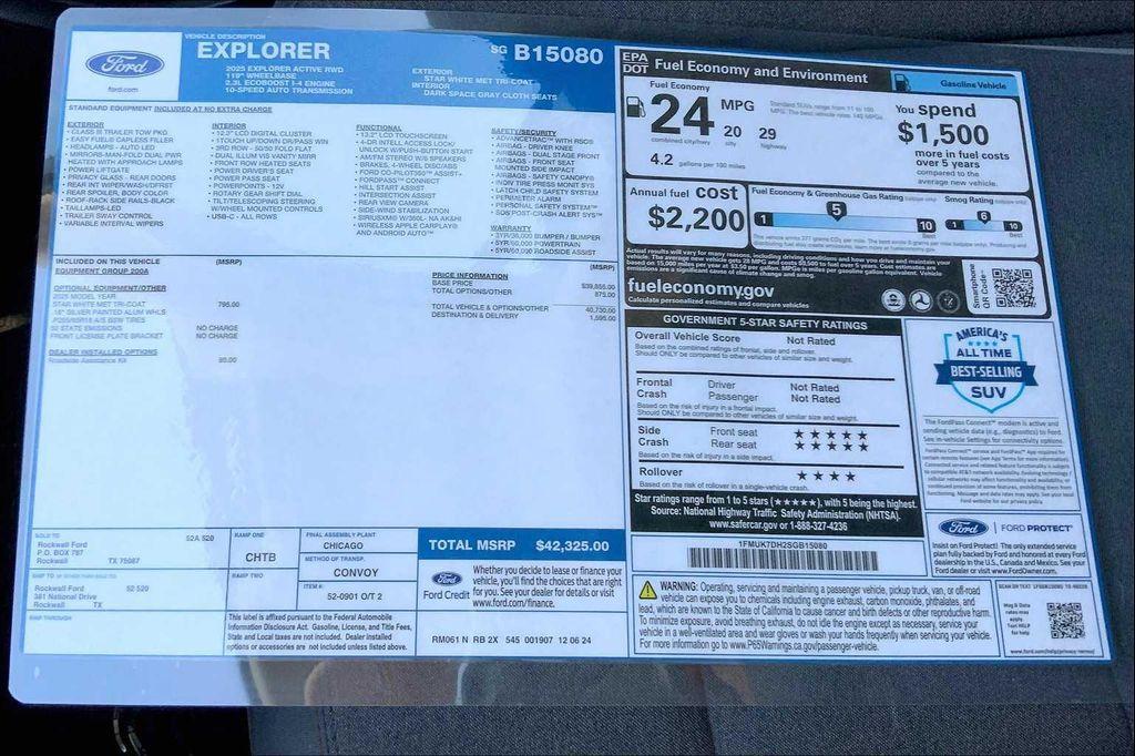 new 2025 Ford Explorer car, priced at $38,514