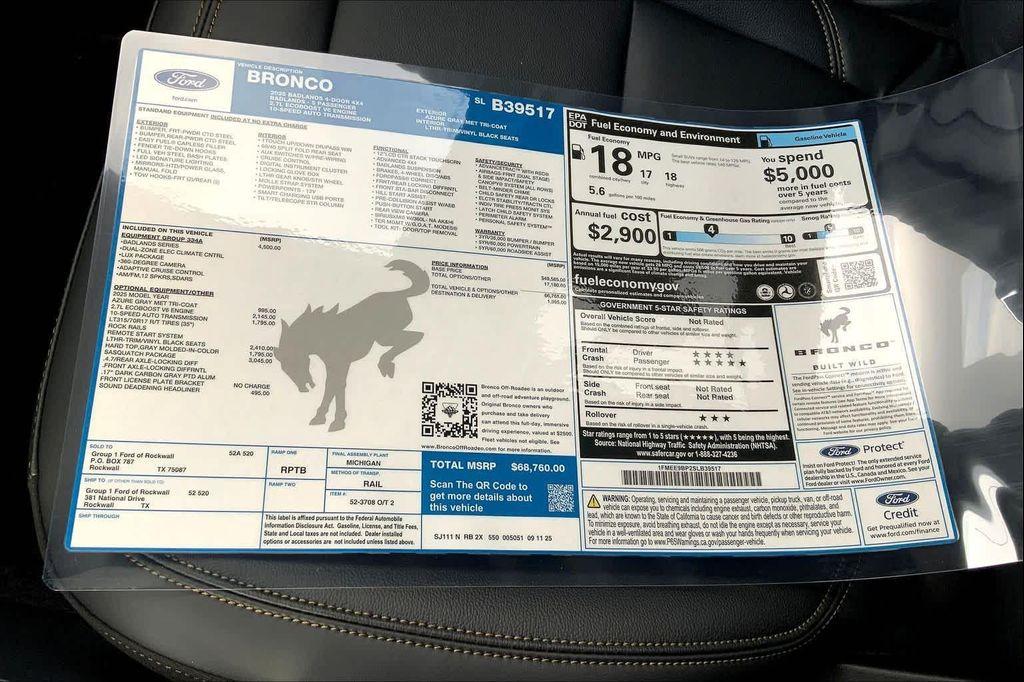 new 2025 Ford Bronco car, priced at $64,180