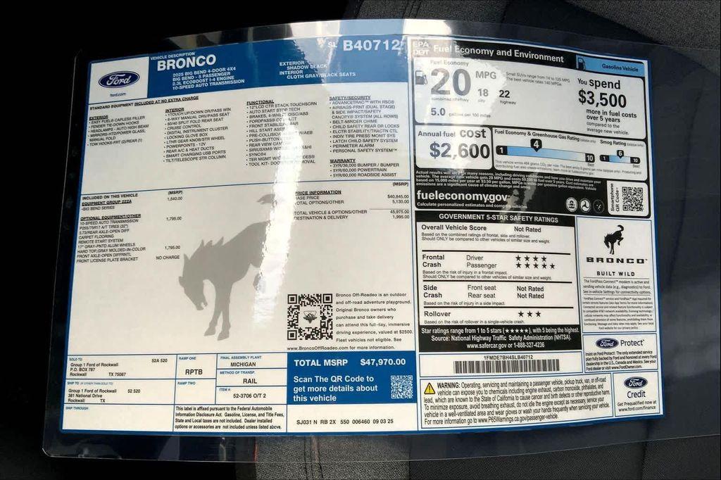 new 2025 Ford Bronco car, priced at $45,245