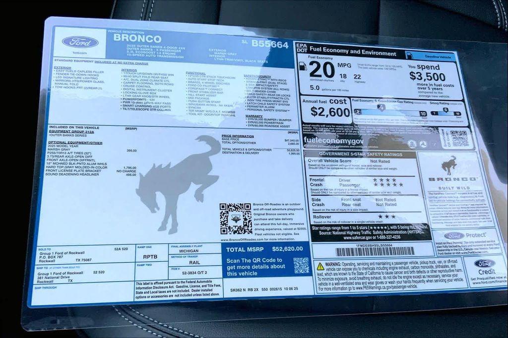 new 2025 Ford Bronco car, priced at $52,620