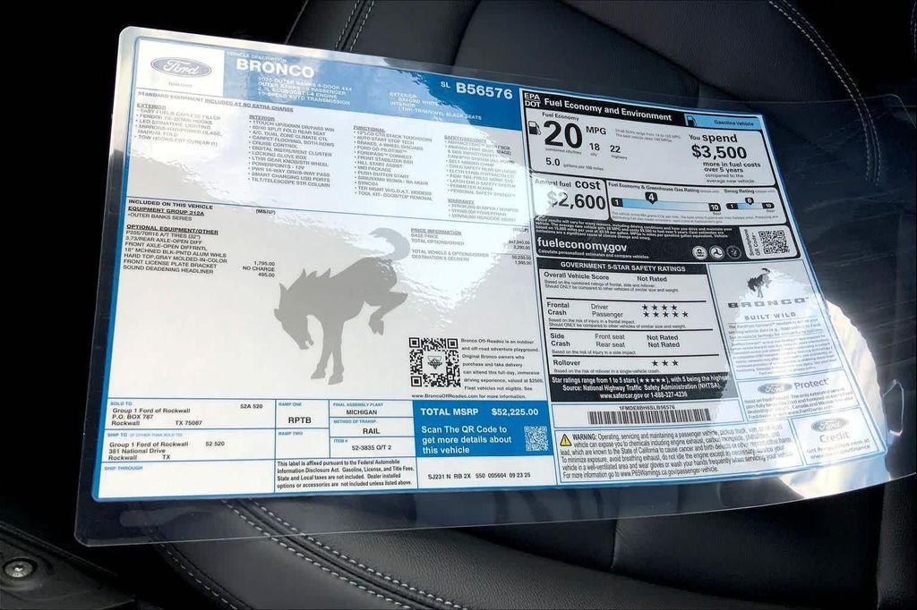 new 2025 Ford Bronco car, priced at $52,225