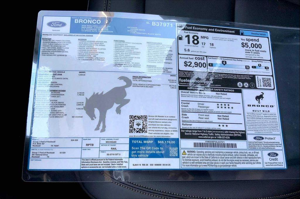 new 2025 Ford Bronco car, priced at $63,638