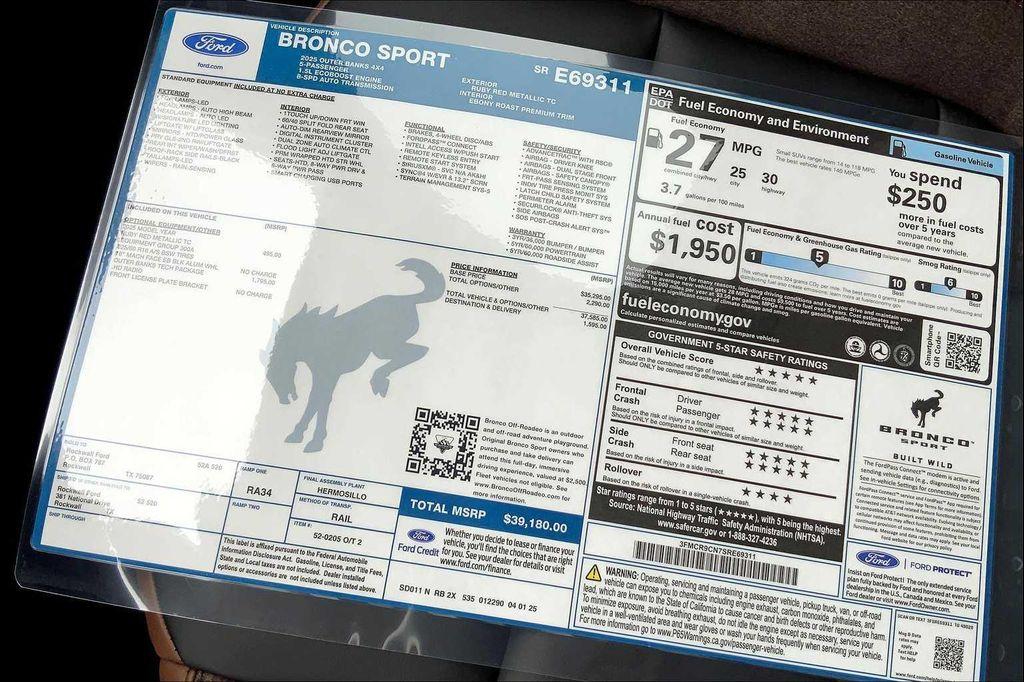 new 2025 Ford Bronco Sport car, priced at $36,055