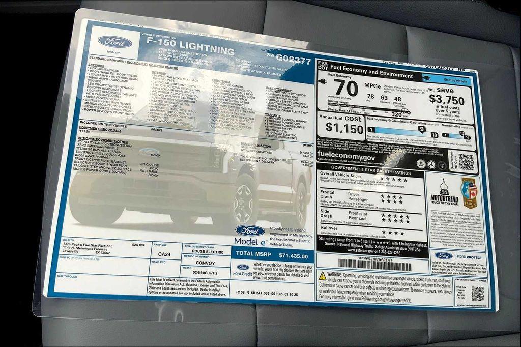 new 2025 Ford F-150 Lightning car, priced at $65,661