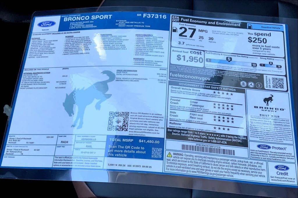 new 2025 Ford Bronco Sport car, priced at $39,247