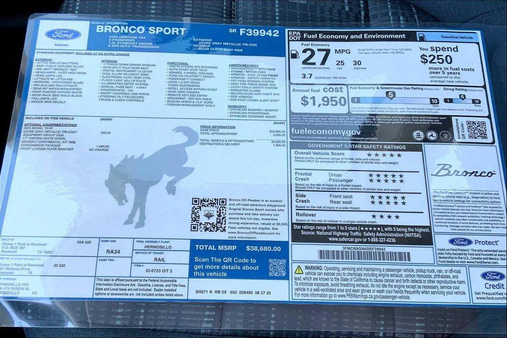 new 2025 Ford Bronco Sport car, priced at $36,941