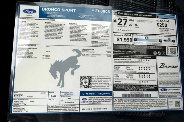 new 2025 Ford Bronco Sport car, priced at $36,380