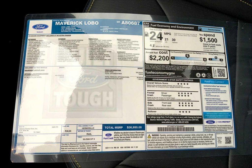 new 2025 Ford Maverick car, priced at $34,607
