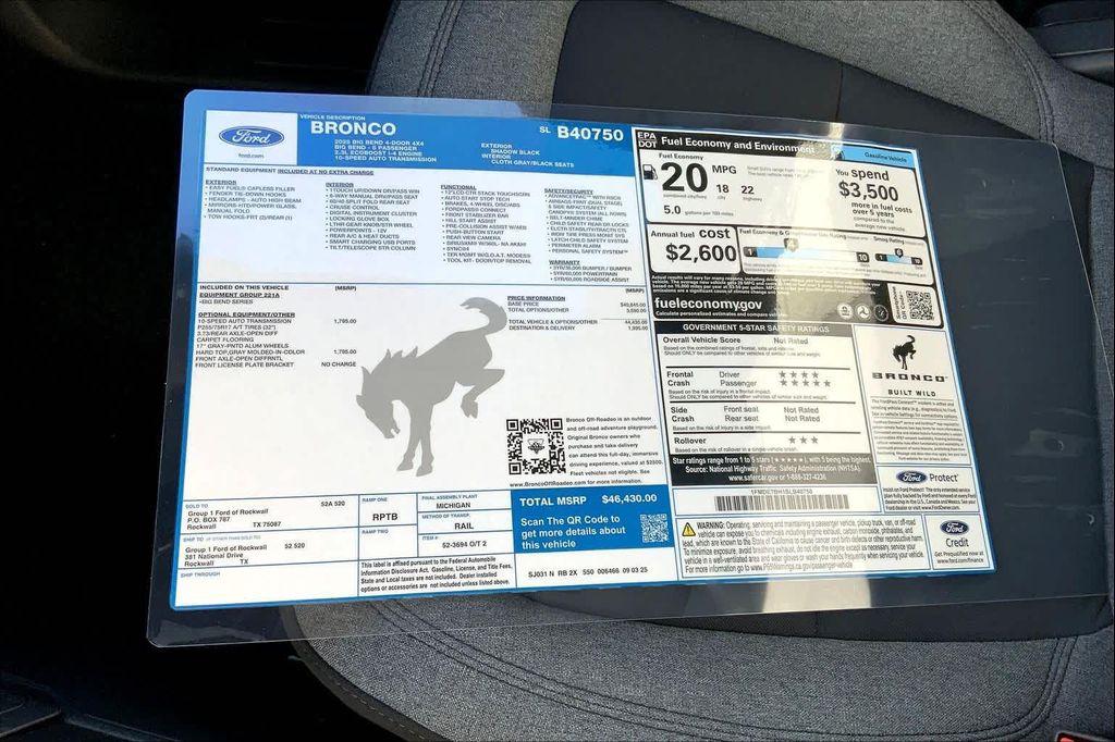 new 2025 Ford Bronco car, priced at $43,828