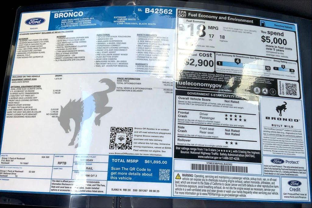 new 2025 Ford Bronco car, priced at $57,865