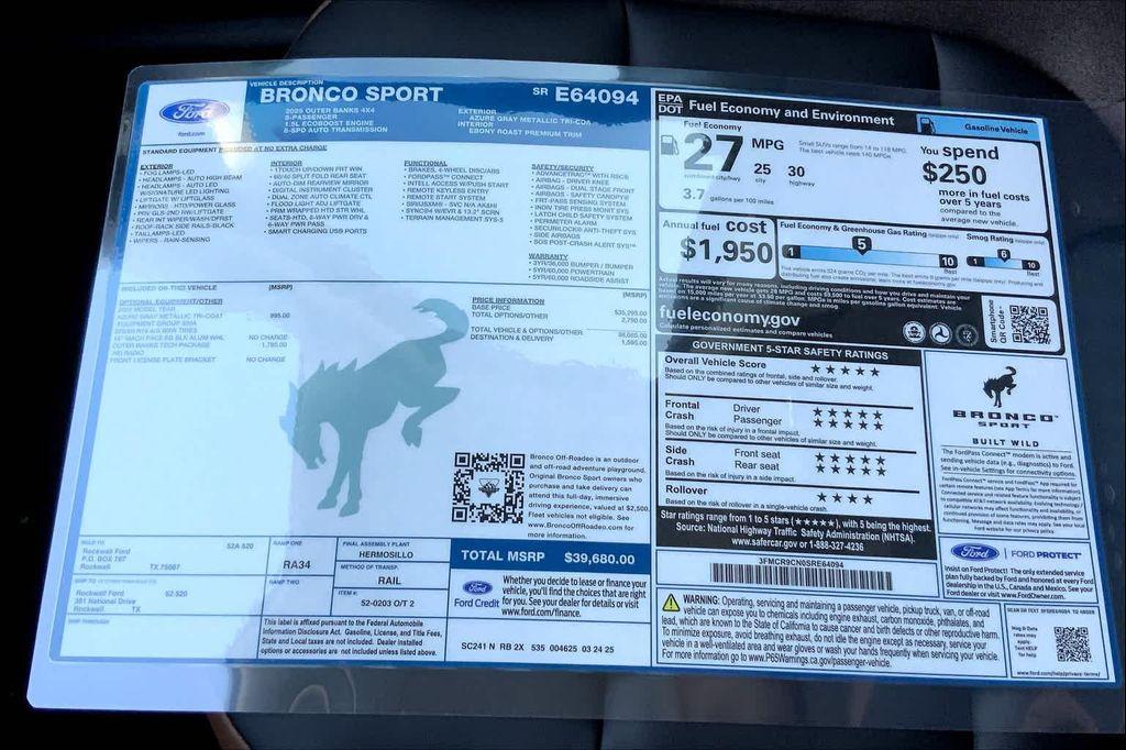 new 2025 Ford Bronco Sport car, priced at $37,597