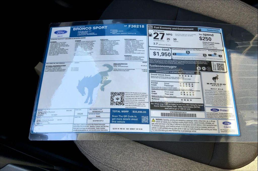 new 2025 Ford Bronco Sport car, priced at $32,271