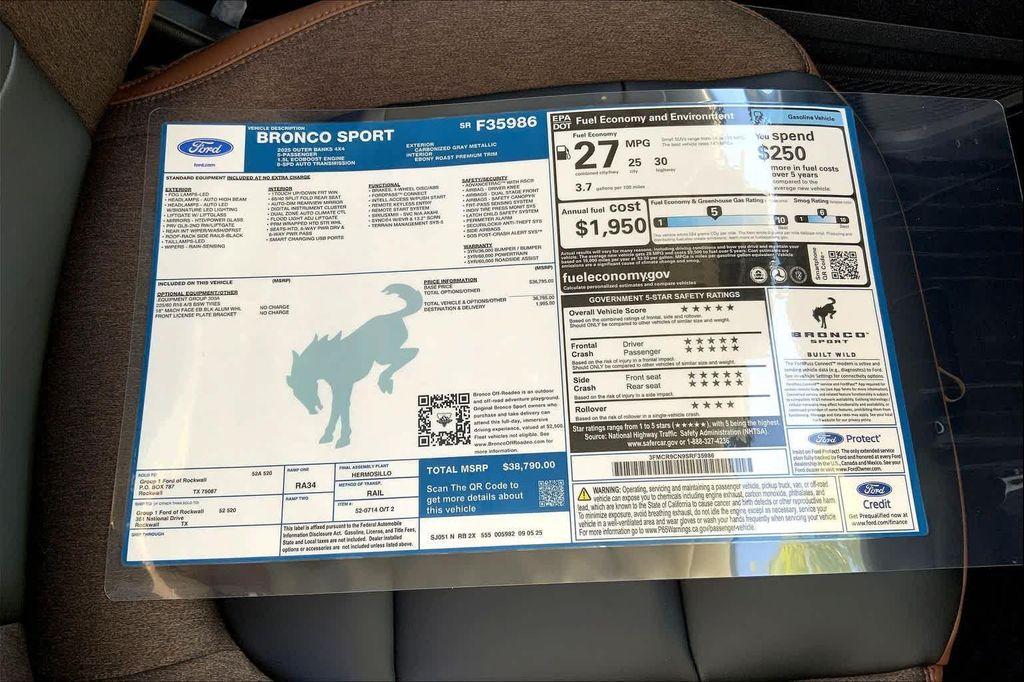 new 2025 Ford Bronco Sport car, priced at $36,773