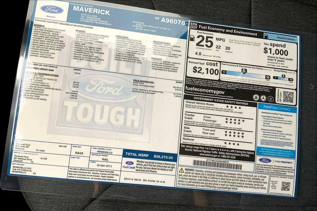 new 2025 Ford Maverick car, priced at $33,724