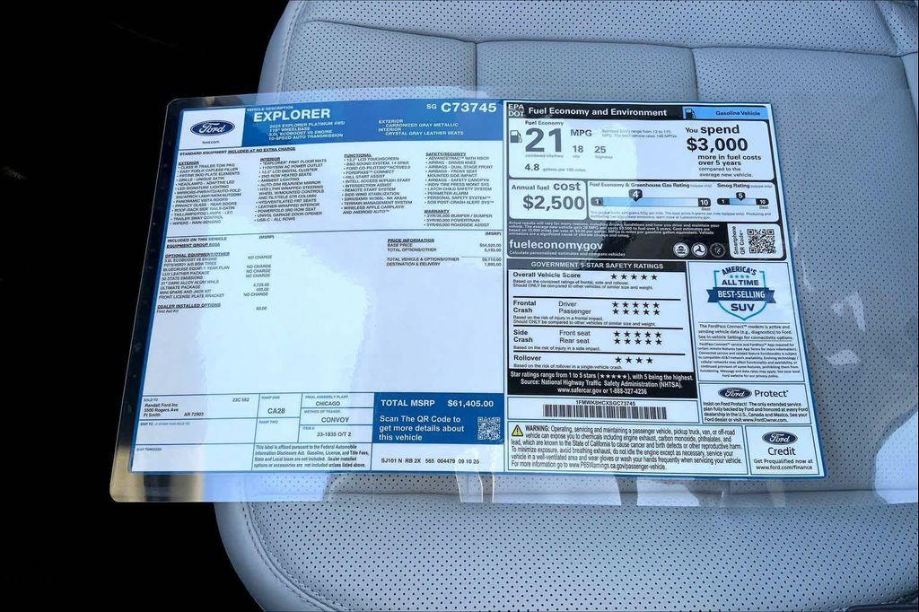 new 2025 Ford Explorer car, priced at $61,405