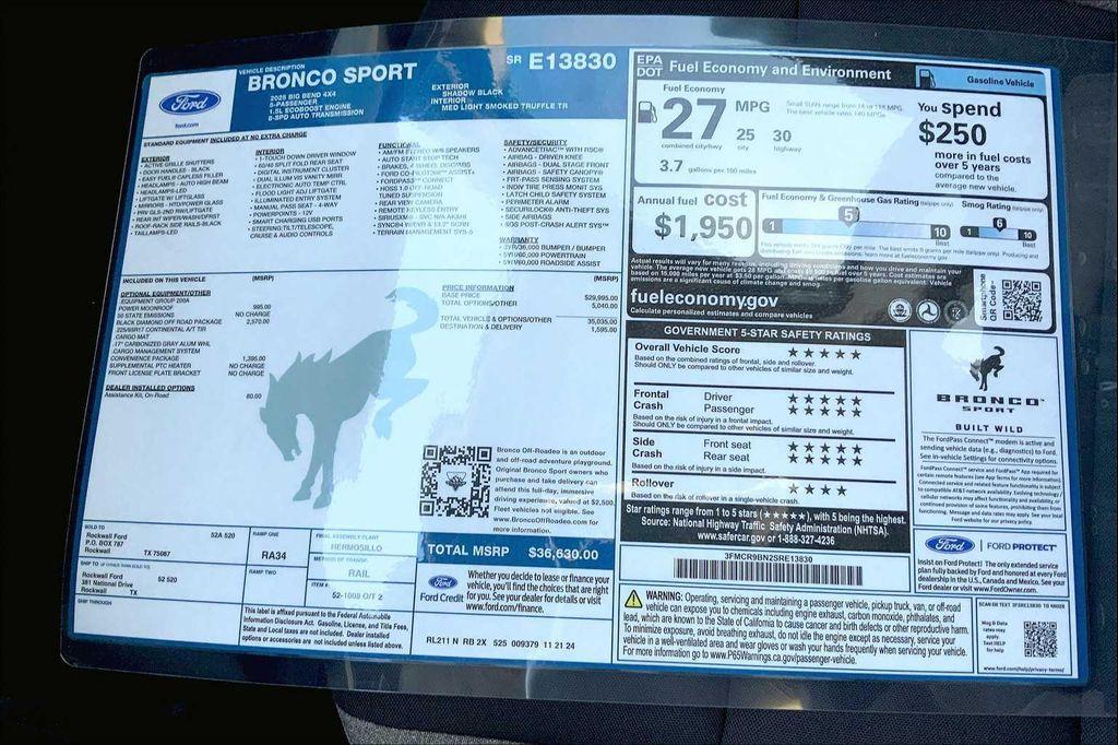 new 2025 Ford Bronco Sport car, priced at $31,830