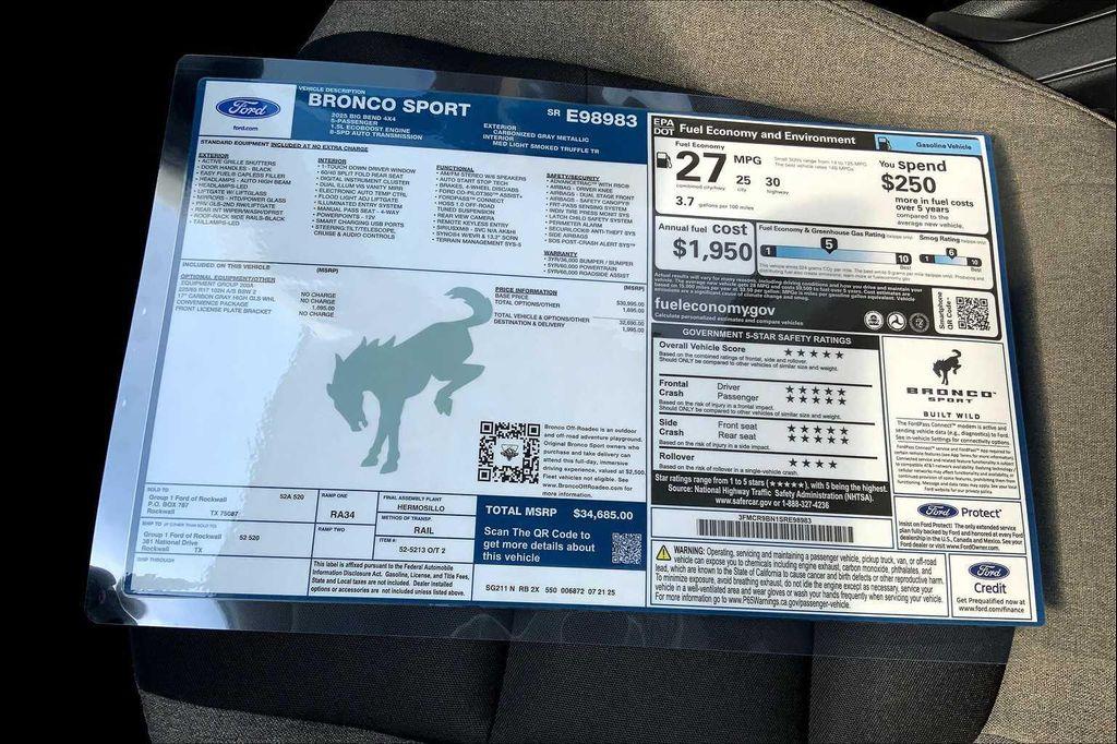 new 2025 Ford Bronco Sport car, priced at $33,166