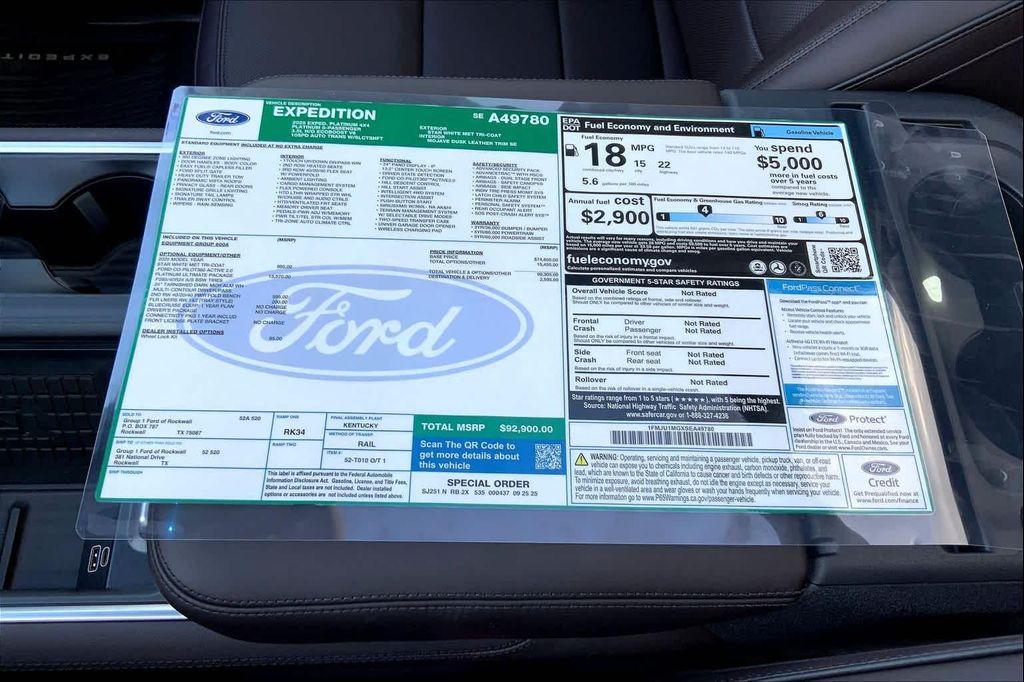 new 2025 Ford Expedition car, priced at $92,900