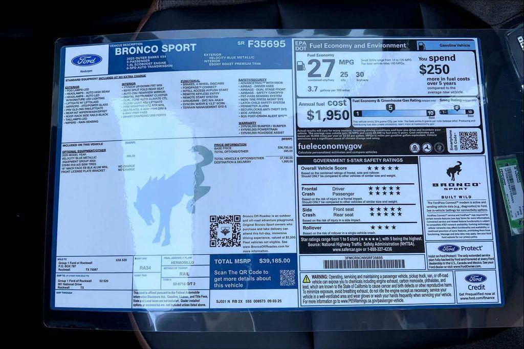 new 2025 Ford Bronco Sport car, priced at $37,136