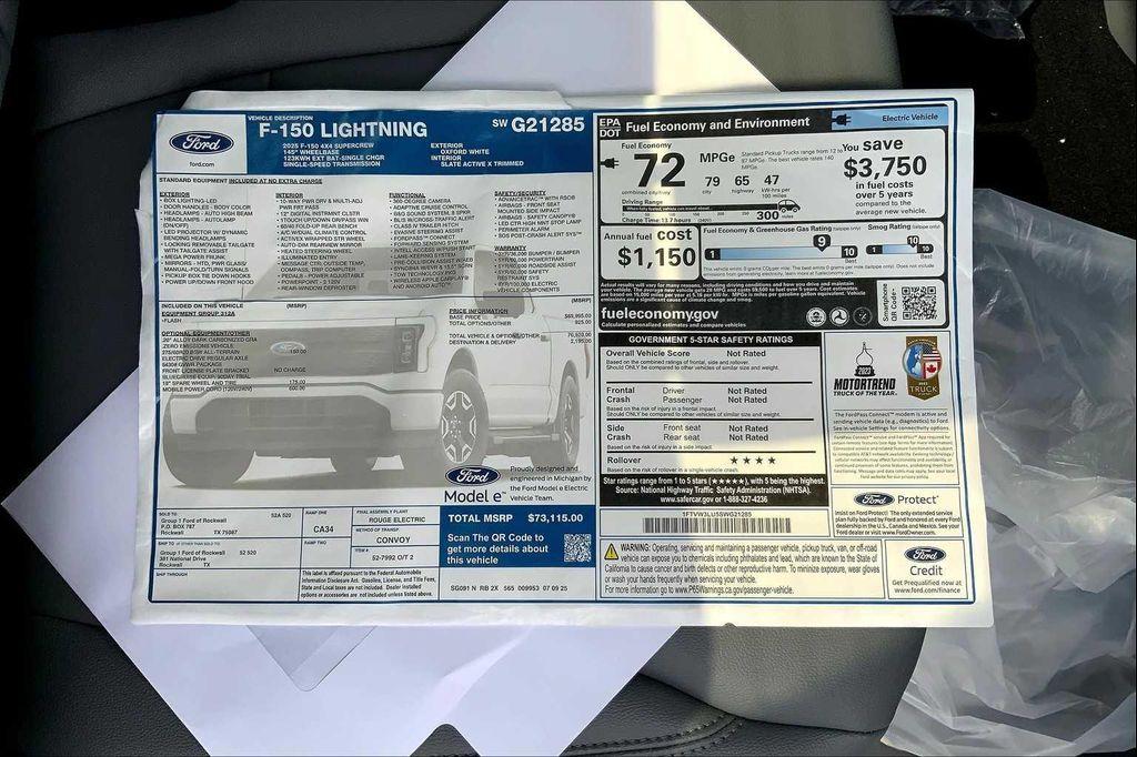 new 2025 Ford F-150 Lightning car, priced at $67,317