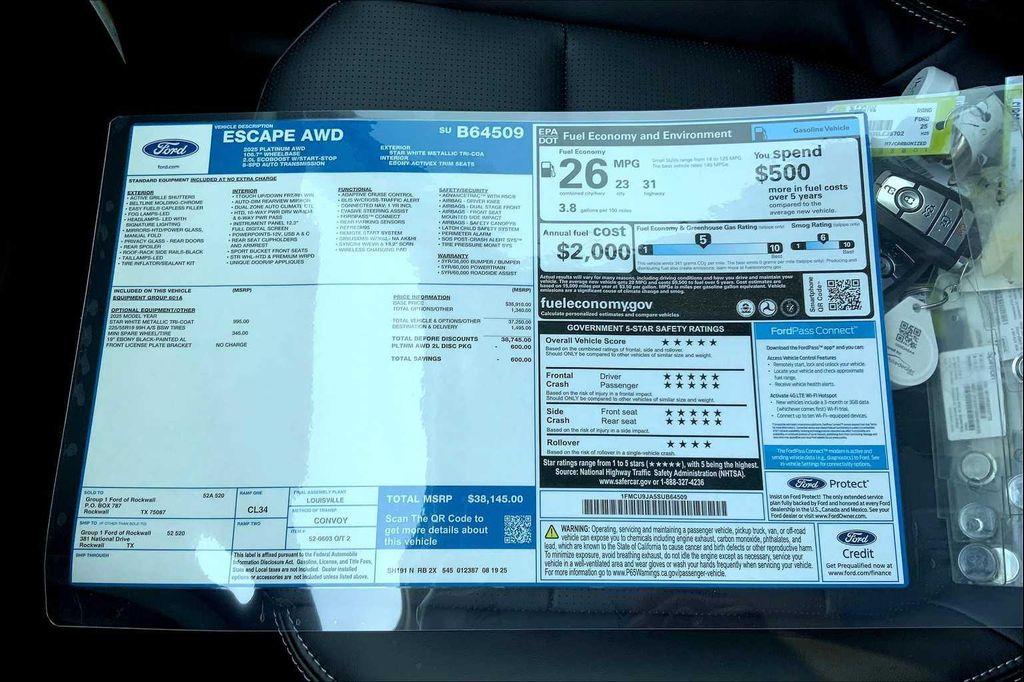 new 2025 Ford Escape car, priced at $38,145
