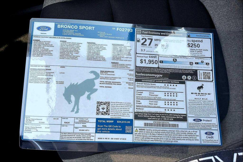 new 2025 Ford Bronco Sport car, priced at $33,276