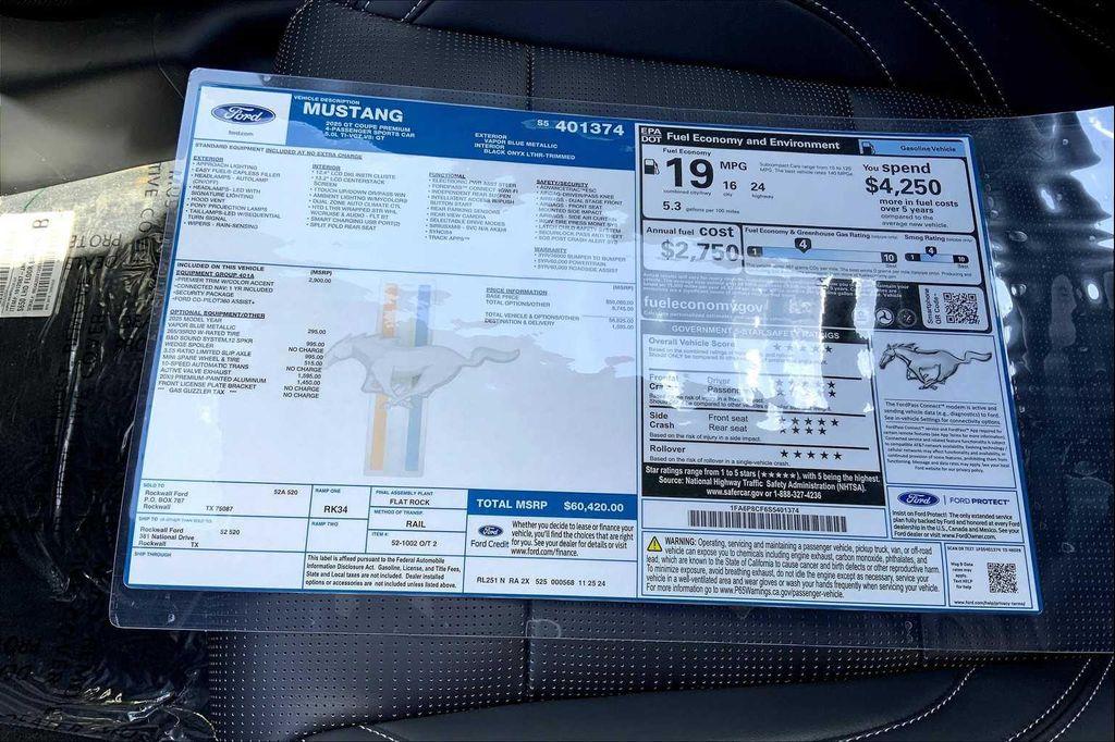 new 2025 Ford Mustang car, priced at $54,590