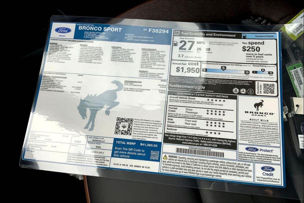 new 2025 Ford Bronco Sport car, priced at $38,001