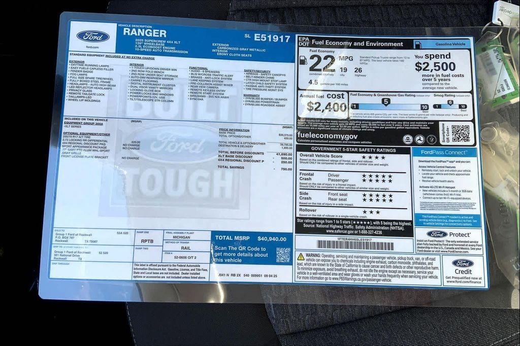 new 2025 Ford Ranger car, priced at $38,616