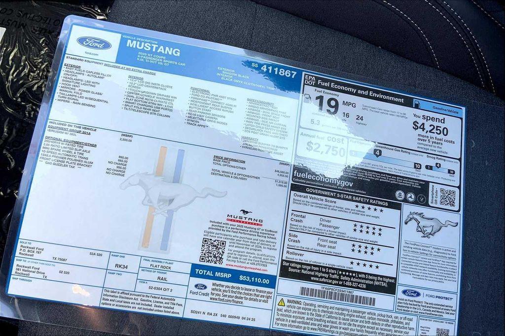 new 2025 Ford Mustang car, priced at $47,562