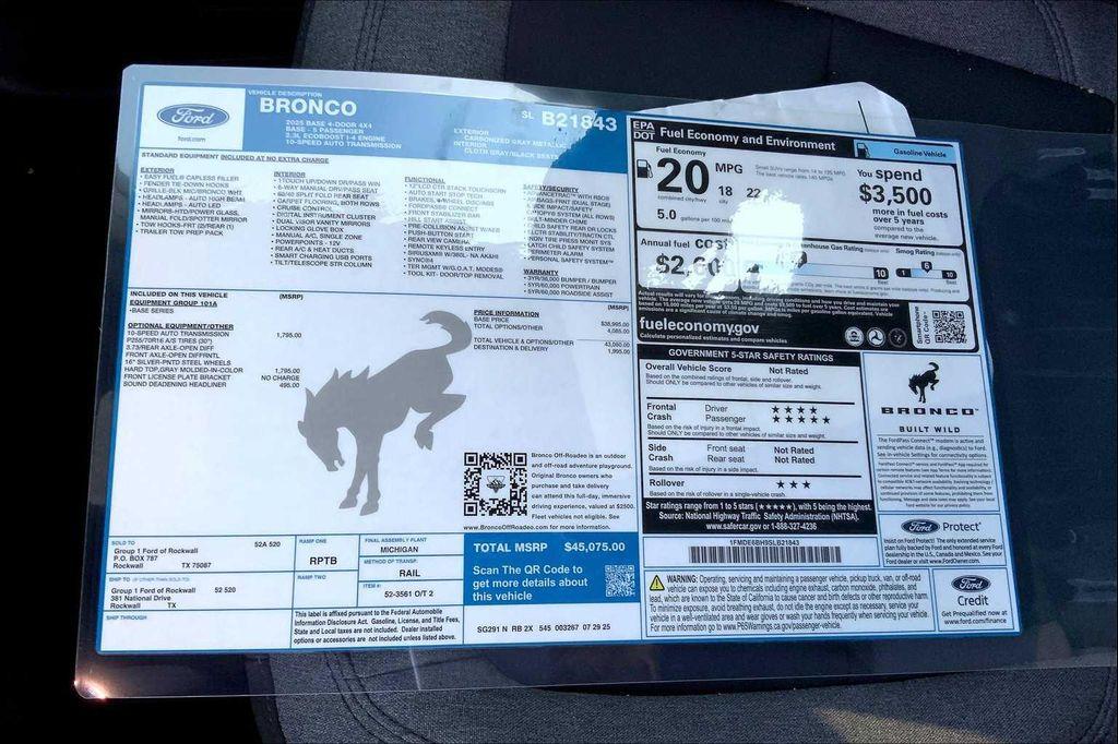 new 2025 Ford Bronco car, priced at $42,911