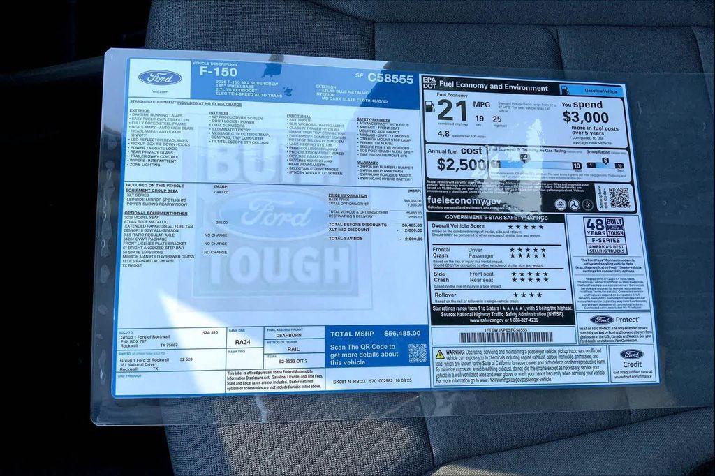 new 2025 Ford F-150 car, priced at $56,485