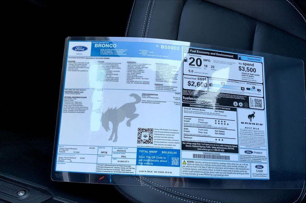 new 2025 Ford Bronco car, priced at $52,620