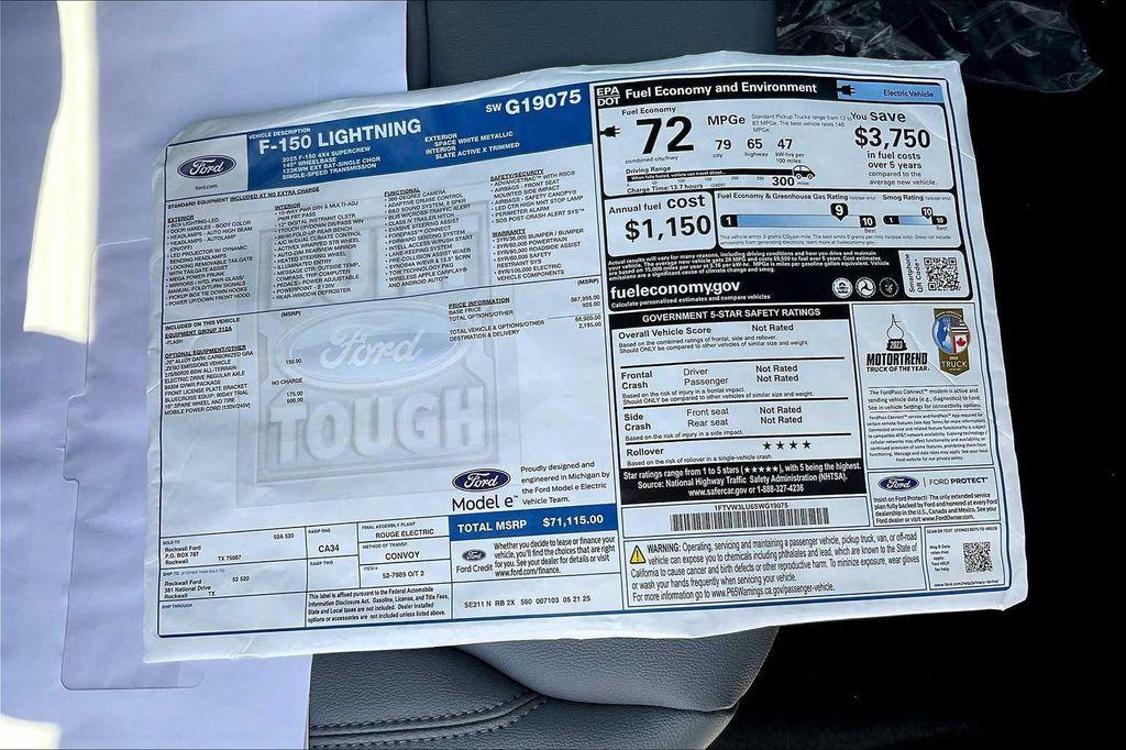 new 2025 Ford F-150 Lightning car, priced at $65,432