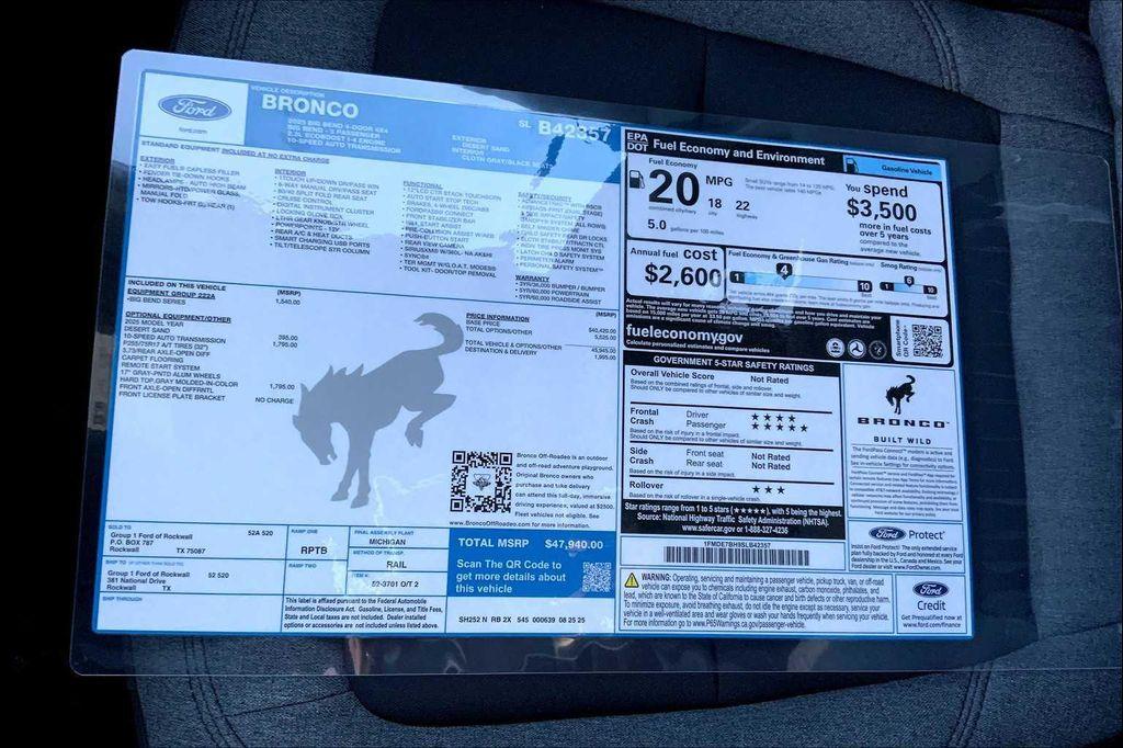 new 2025 Ford Bronco car, priced at $44,679