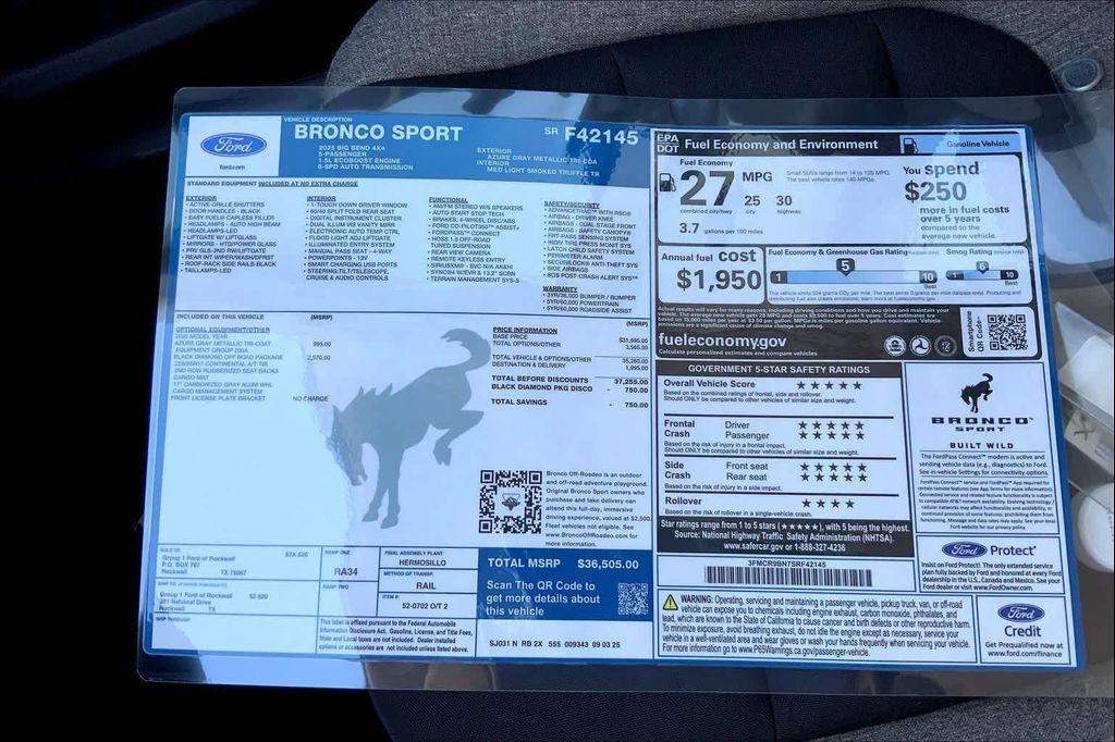 new 2025 Ford Bronco Sport car, priced at $34,860