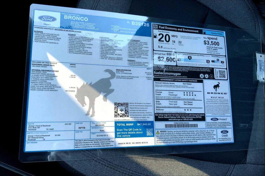 new 2025 Ford Bronco car, priced at $47,940