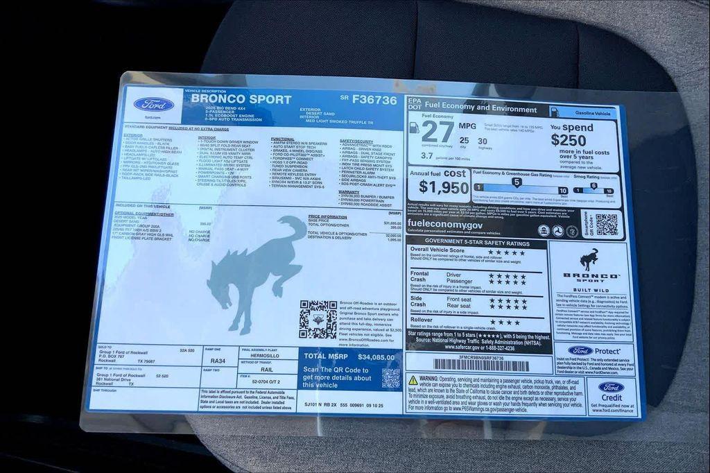 new 2025 Ford Bronco Sport car, priced at $32,634