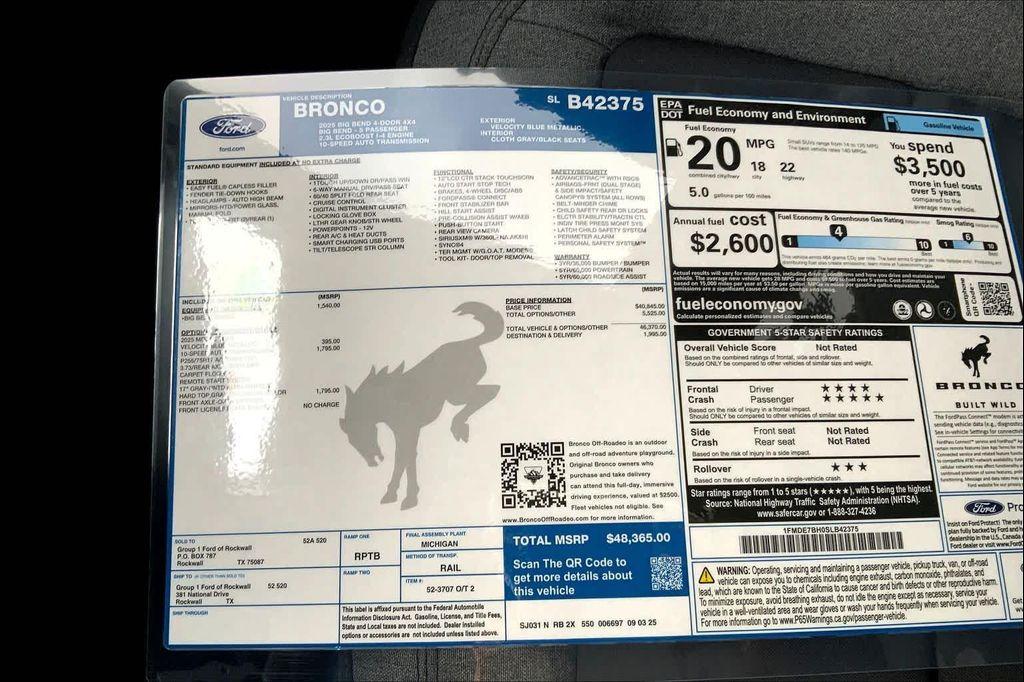 new 2025 Ford Bronco car, priced at $45,608