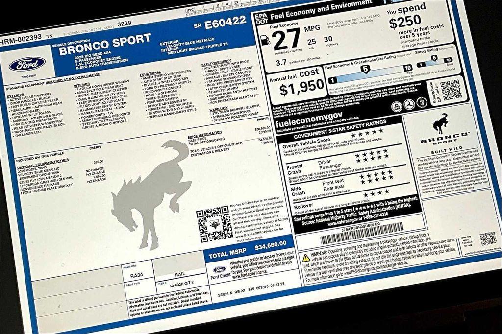 new 2025 Ford Bronco Sport car, priced at $32,124