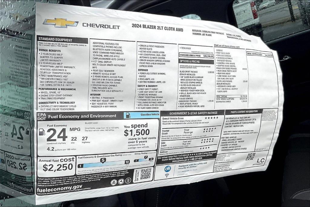 new 2024 Chevrolet Blazer car, priced at $38,730