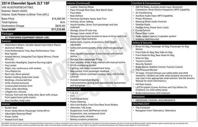 used 2014 Chevrolet Spark car, priced at $6,995