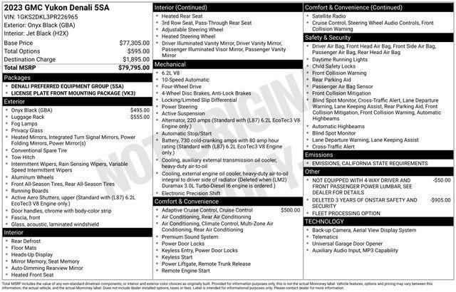 used 2023 GMC Yukon car, priced at $59,995