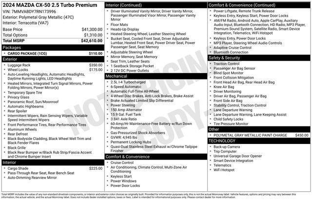 used 2024 Mazda CX-50 car, priced at $33,995