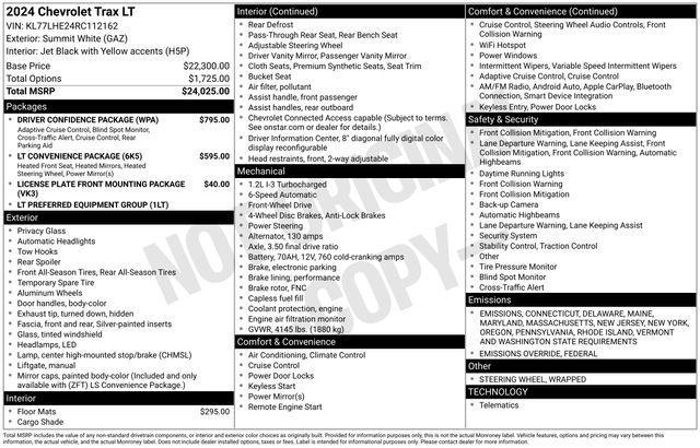 used 2024 Chevrolet Trax car, priced at $22,995