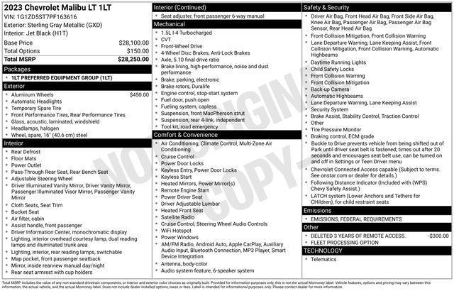 used 2023 Chevrolet Malibu car, priced at $16,995