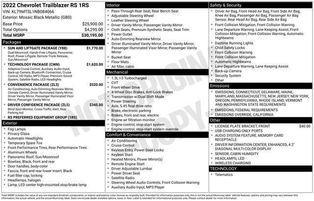 used 2022 Chevrolet TrailBlazer car, priced at $18,995