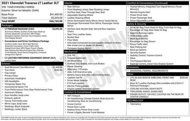 used 2021 Chevrolet Traverse car, priced at $24,995