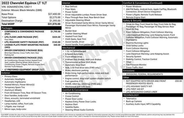 used 2022 Chevrolet Equinox car, priced at $18,995